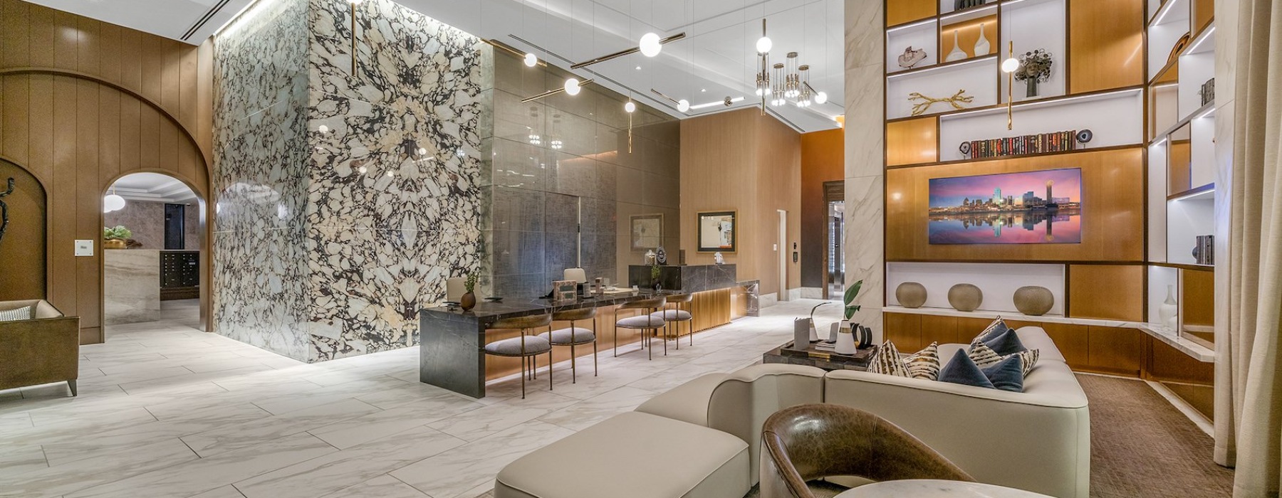 a spacious, well-lit lobby and lounge